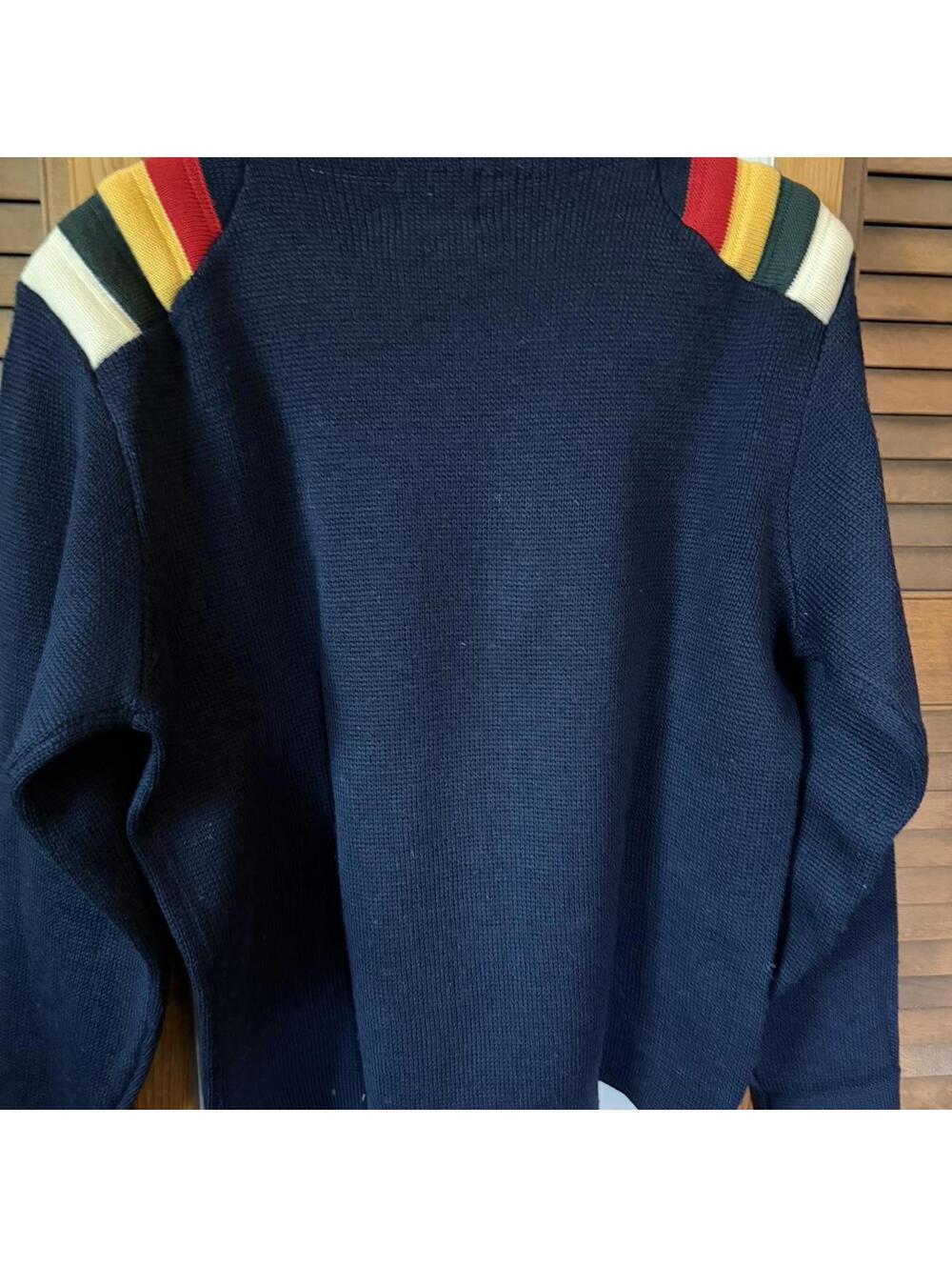 Gant The Rugger vintage navy blue wool sweater w/shoulder stripes - Picture 3 of 6